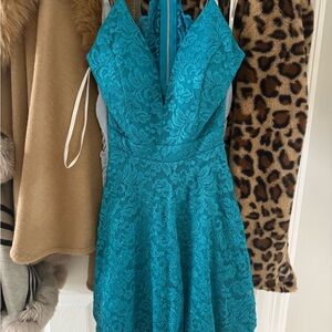 Elegant Teal Lace Dress